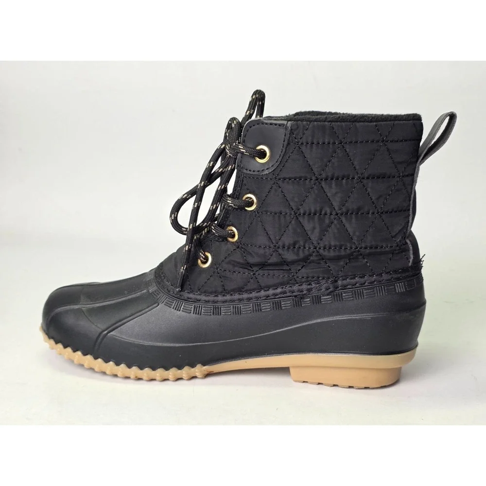 Magellan Outdoors Women's Duck Boots Size 8 B Black Rubber‎ Lace Up Shoes